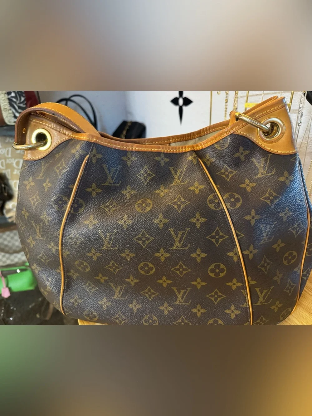 Louis Vuitton Monogram Galliera PM Shoulder Bag. Includes LV luggage tag